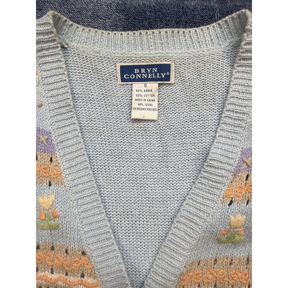 Bryn Connolly‎ Floral Knit Sweater Vest Women Small Cottagecore Button Front - Picture 2 of 6